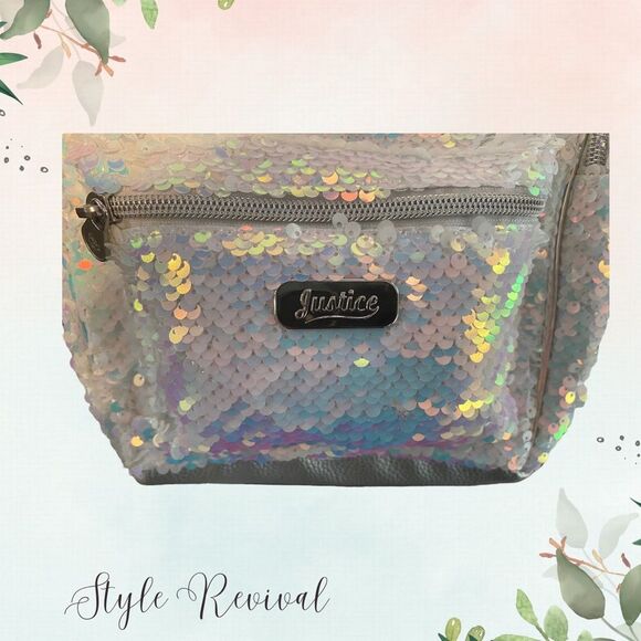 Justice “B” Initial Flip Sequin Pom Pom Adjustable Mini Backpack Bag - NWOT - Picture 3 of 11